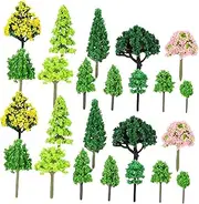 CLISPEED Model Train Accessories 55pcs Miniature Trees Diverse Plant Models for Scenery