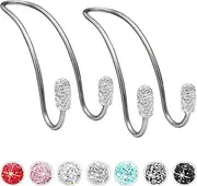 Lauspuck 2 Pack Bling Car Hooks, Car Hook for Purses and Bags-Car Back Seat Purse Hanger, Rhinestone Hooks for Women, Interior Headrest Organizer of Sedan, SUV for Groceries, Handbags(Crystal White)