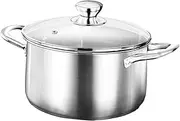 GLEAVI Stainless Steel Soup Pot Serving Pots Kitchen Cookware Stockpot with Lid Silver Glass