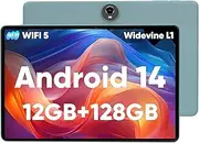 Tablet 11 Inch, Android 14 Tablet, Octa Core Processor, 12GB RAM 128GB ROM 1TB Expansion, 1280 x 800 FHD Screen, Bluetooth 5.0, 8000mAh, GPS, WLAN, 5MP + 8MP (Light Blue)