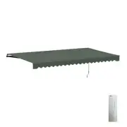 ALEKO Motorized Retractable Patio 20 x 10 ft Awning Green Canopy Black Frame