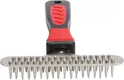 Pet Fur Grooming Rake Stainless Steel Cleaning Brush Comb Dematting Tool for Dogs Rabbits Professional Grooming Stainless Steel Comb Teeth Plastic Handle 135g (Large double row comb)