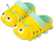 [JUXI] Toddler Clogs Girls Boys Clogs Garden Shoes EVA Lightweight Summer Slipper Cartoon Slides Baby Comfort Sandals, Yellow, 9 Toddler