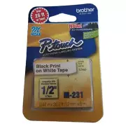 Brother P-touch Electronic Labeling System M231 Label Maker Tape Black on White