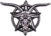 [Pinstant] Hail Satan Satanic Pentagram Baphomet Goat's Head 666 Devil Demon Lucifer Beelzebub Wiccan Witch Witchcraft Black Philip 2" Enamel Pin, 2 inches, Enamel, enamel