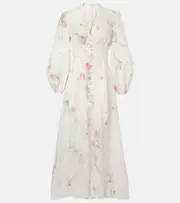 [Zimmermann] Zimmermann Lucky floral linen lace maxi dress AU 8 white