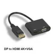 KNTK Displayport 1.2 Male to HDMI 4K and VGA Female Dual Use Passive Adapter