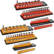 Magnetic Socket Organizer Set - Durable 1/2, 1/4, 3/8 Inch Drive Holder, Tool Bo
