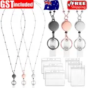 Retractable Badge Reel Lanyard with ID Name Card Holders Badge Holder Necklace