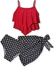 [Unutiylo] Girls Swimsuit 3 Piece Bikini Set Ruffle Bathing Suits Floral Print for Girls Swimwear