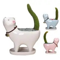 在飛比找蝦皮商城優惠-創意多肉貓咪花盆 簡約植物白色多肉花盆 陶瓷創意個性可愛小號
