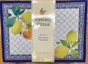 Benson Mills Tuscany Citrus Blue Lemon Vinyl Placemats Set Of 6 Indoor Outdoor