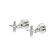 MEIR Round Brass Cross Handle Shower Wall Taps - PVD Brushed Nickel