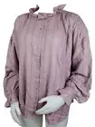 Ann Taylor Ruffled Top XL Mauve High Neck Modest Blouse Smocked Long Sleeve