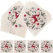 Floral Decor Christmas Printed Paper Napkins Dinner: 40pcs Xmas Lunch Dinner Napkins Christmas Reindeer Elk Paper Tissue for Banquet Wedding Decor