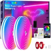 40Ft (20Ft *2 Rolls) RGB LED Neon Rope Lights for Bedroom, 12m LED Strip Lamp...