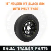 SUNRAYSIA BLACK 14" Holden HT WITH 195 LT TYRE ! Trailer Parts