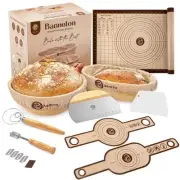 9" Round and 10" Oval Banneton Bread Proofing Baskets and Sourdough Bread Bak...