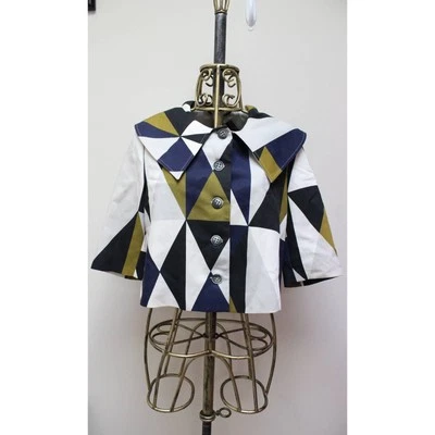 NWT Marimekko Nona Geometric Button Up Bolero Crop Jacket Size 36/Small