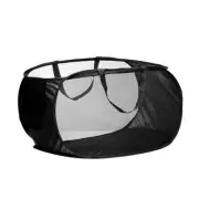 Collapsible Laundry Baskets, Mesh Laundry Hamper with Side Pocket Black