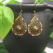 2" Bronze-tone Earring Set Bohemian Retro Dangle Drop Hook New Free Ship 7850