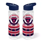 AFL Clear Tritan Drink Bottle 650ml - Melbourne Demons - 4 Wrist Bands