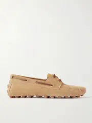 [Tod's] Tod's - Gommino Leather-trimmed Suede Loafers - Tan - IT40.5 IT 40.5 Brown