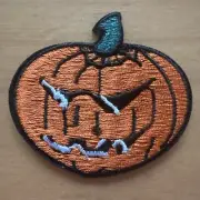 HALLOWEEN PUMPKIN JACK O LANTERN iron-on applique EMBROIDERED PATCH ORANGE new