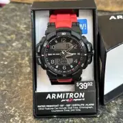 Armitron Pro Sport Watch 20/5513BRDTB Men Digital Red Black Backlight Q3
