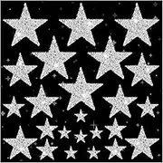 24Pcs Star Shaped Patches, Silver Star Shaped Patches, Sparkling Star Iron Patches, Hot Melt Rhinestone Star Shaped Patches (for Clothing, Jeans, Bags, Hats, Repair and Decoration) (4 Sizes)