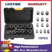15PCS Impact Damaged Bolt Nut Screw Remover Tool Set Socket Threading Extractor