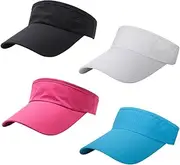 [Besforta] 4 Pack Sports Sun Visor for Women Men UV Protection Cooling Visor Hat Summer Packable Ponytail Sun Hat