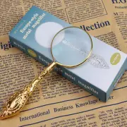 Retro 5X Magnifying Glass Handheld Magnifier Wooden Handle Optical Eye Lo'UU