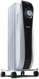 Goldair 1000W 5 Fin Oil Column Heater with 3 Heat Settings and Adjustable Thermostat, For Small to Medium Rooms, White/Black