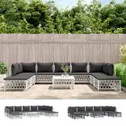 Outdoor Lounge Set 10 Piece Sectional Sofa Set with Cushions Steel vidaXL