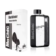 NNEDSZ A5 Flat Water Bottle Portable Travel Mug BPA Free Water Bottle (Black)