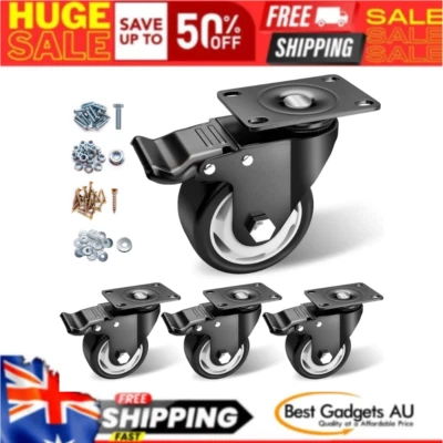 75Mm Castor Wheels, Heavy Duty Castor Wheels Set of 4, Swivel Plate Caster Wheel