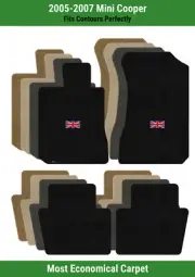 Lloyd Velourtex Front & Rear Carpet Mats for '05-07 Mini Cooper w/British Flag (for: Mini)