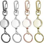 WEZCHUGHAOL 4 Pack Retractable Badge Holder, Retractable Keychain, Badge Reel for Id Card Holders, Id Card Holder (Pink, Silver, Black, Gold)