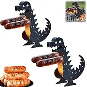 Funny Hot Dog Holders for Grill, Funny Dinosaur Shape Grill Hot Dog Roller, Monster Grilled Sausage Holder, Multi-Purpose Grilling Tools for Outdoor Cooking, Camping & Summer BBQ (2pcs)
