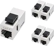 10Gbps Cat7 Keystone Module RJ45 Shielded Keystone Coupling Socket Network Patch Panel Keystone Ethernet Network Coupling Network Connector (Pack of 5, Silver)