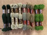 Laine Colbert DMC Virgin Wool Yarn 10 Skeins Needlepoint Tapestry Greens Lot 11