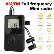 Portable AM FM Emergency Pocket Radio Mini LCD Screen Clock Antenna w/ earphones
