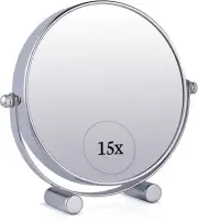 MIRRORVANA Small 15X/1x Magnifying Tabletop Mirror Doublesided for Makeup Bx 4
