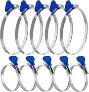 POWERTEC 70461 2-1/2 Inch & 4 Inch Key Hose Clamp, Thumb Screw Key Adjustable Stainless Steel Hose Clamps for Dust Collection, Dust Collector & Dryer Vent Hose,Pipe Clamp,RV Clamp,Worm Gear Clamp,10PK