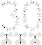 XLSXEXCL 30 Pcs Flying Butterfly Toy, White Magic Flying Butterflies Wind Up Flying Butterfly DIY Butterfly Wings Painted Cards Surprise Gift for Wedding Birthday Party Anniversary Christmas (White)