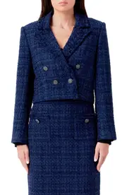 Endless Rose Bouclé Tweed Jacket in Navy at Nordstrom, Size Small