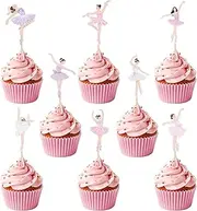 32pcs Ballerina Cupcake Kit, 8 Styles Ballerina Cupcake Toppers Ballerina Tutu Cupcake Toppers Ballet Slipper Cupcake Picks Perfect Cake Cupcake Dessert Muffin Decoration Supplies