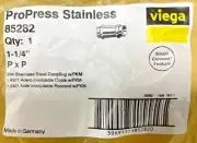ProPress 85282 1-1/4" 304 Stainless Coupling w/ Stop w/ FKM Seal P x P pack NEW
