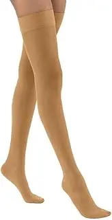 JOBST UltraSheer Compression Stockings, 30-40 mmHg, Thigh High, Silicone Dot Band, Closed Toe, Suntan, Small